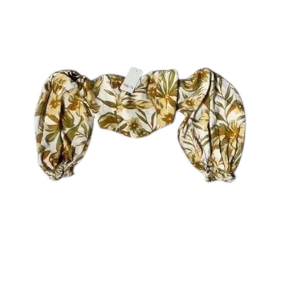 Ruby Sees All Floral Puff‎ Sleeve Crop Top NWT Size 8 Boho Blouse